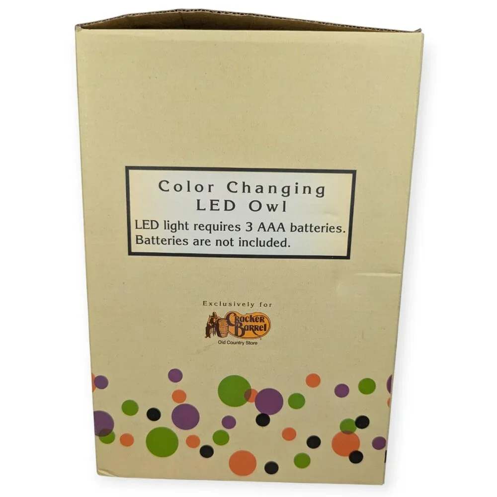 Cracker Barrel Halloween LED Color Changing Owl Decor NIB